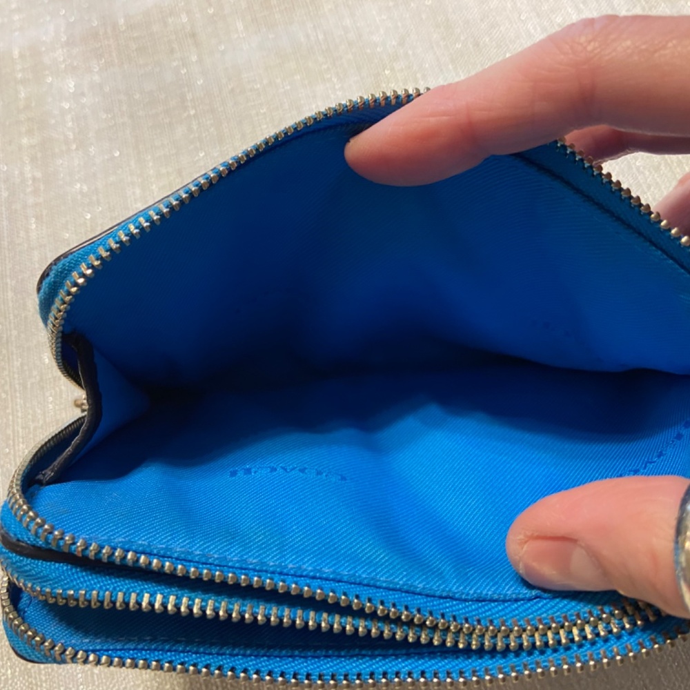 Coach Colorblock Leather Double Corner Zip Wristlet - Picture 4 of 8